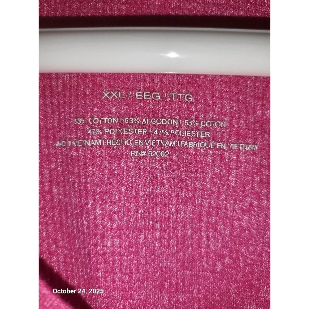 Liz Wear Thermal Waffle Knit long sleeve top sz XXL contrast stitching Pink EUC - Picture 2 of 5